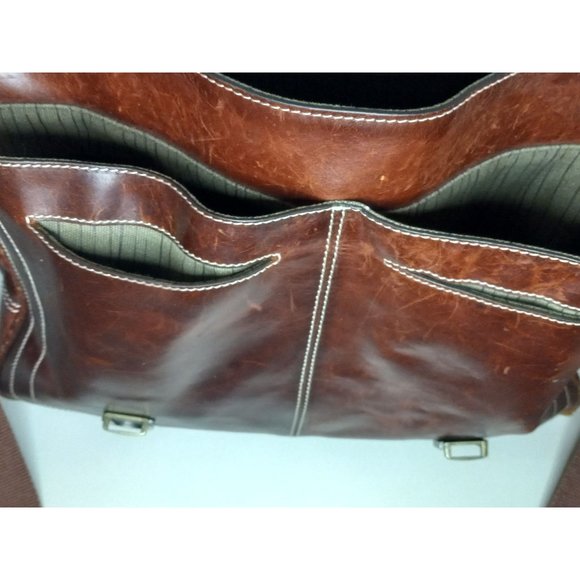 Vintage FOSSIL Travis City Crossbody Messenger Bag Brown  Fossil Brown Leather Work City Business Travel Classic Messenger Bag